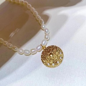 Collier de perles d'eau douce de marque White Lily, 4-5 mm, bijoux élégants, pendentif œil du diable, pendentif de mode Zhuji, chaînes de cou - Product Image 2