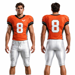 Custom American Football Uniform Orange White Jersey & Pants Set Sublimated Breathable Team Sportswear - Product Image 1