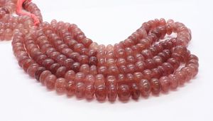 ลูกปัดควอตซ์สตรอเบอร์รี่ธรรมชาติ AAA ทรงรอนเดลล์ ขนาด 11-13 มม. ลูกปัดพลอยควอตซ์สตรอเบอร์รี่ขัดเรียบ สำหรับทำเครื่องประดับ - Product Image 6