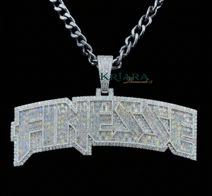 Men's Hip Hop Moissanite <b>Pendant</b> Rhodium Plated 925 Silver Letter Finesse Charm Channel Setting Everyday Wear - Product Image 1