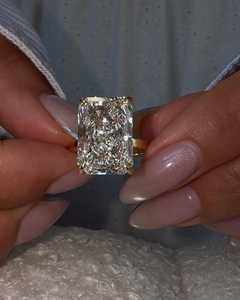 IGI 10 Carat 14K 18K <b>Solid</b> Gold Radiant Cut Lab Grown Diamond Engagement Ring Solitaire Bold Bridal B2B Factory Price Wholesale - Product Image 2