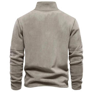 Sweat-shirt à demi-zip pour homme avec col montant, doublure en polaire brodée, 100% coton, hiver, extérieur - Product Image 5