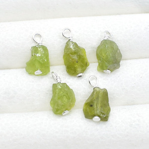 Peridot Wire Wrapped Pendant <b>Silver</b> Plated 8 - 10mm Natural Gemstone <b>Charm</b> Jewelry Making Supply Birthstone June - Product Image 2