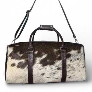 Genuine <b>Leather</b> Hair Duffle <b>Bag</b> Handmade Lightweight Fashion Zipper Portable Multi-Function Unisex Travel <b>Bag</b> Vintage Large - Product Image 4