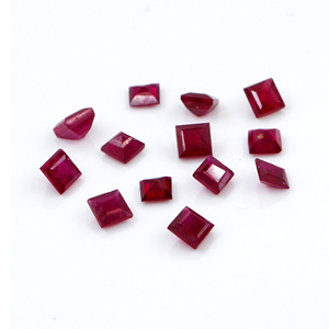Rubis naturels de Bangkok, carrés calibrés de 3 mm, pierres précieuses de rubis naturelles facettées, prêtes à l'emploi pour la création de bijoux - Product Image 1