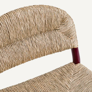 Silla de Comedor Hecha a Mano de Mimbre Natural con Respaldo de Caña Tejida y Patas Rojas para Hogar Ecológico y Restaurante - Product Image 2