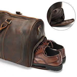 Full Grain <b>Leather</b> Weekend Travel <b>Bag</b> with Shoes Compartment Large Carry-On <b>Men</b> <b>Duffle</b> <b>Bag</b> Genuine <b>Leather</b> Travel <b>Bags</b> - Product Image 2