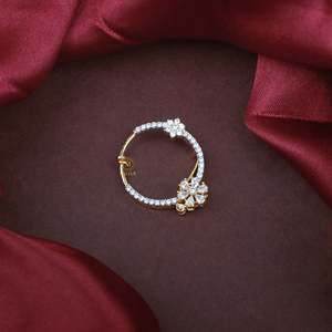 Kavya CZ Designer Nose Ring-Internally Threaded Titanium Piercing Jewelry - Product Image 1