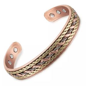 <b>Copper</b> Cuff <b>Bracelet</b> Manufacturer Supplier Factory Wholesale Gold Plated Vintage Magnet Stone Wedding Unisex - Product Image 3