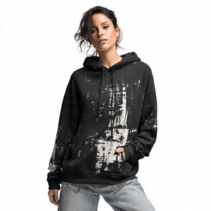 Sweat à capuche ample OEM pour femme, style streetwear hiver, épaules tombantes, 550 GSM, poids lourd - Product Image 2