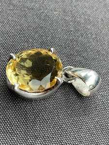 Colgante de Citrino Facetado Genuino, Plata de Ley 925, Engaste de Tensión, Citrino Amarillo Creado en Laboratorio, Chapado en Oro Vintage, Joyería para Mujer - Product Image 6