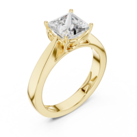 Bague de fiançailles classique en or 14 carats plaqué or, sertie d'un diamant moissanite taille radiant, monture à griffes, luxe, pour femme, mariage, fête, troisième anniversaire