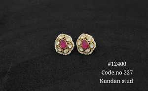Pendientes ovalados Kundan 12400, tono dorado, latón, estilo étnico, pendientes florales, joyería de moda para mujer, boda - Product Image 3