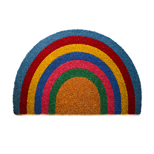 Rainbow Arc Coco Brush <b>Doormat</b> PVC Backed Colorful Designer Coir Door Mat Semi Circle Entrance Mat <b>Custom</b> Shape Home Decor - Product Image 1