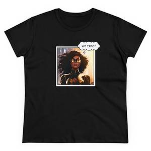 Camiseta Blanca de Cuello Redondo para Mujer con Estampado de Personajes de Cómics, Diseño Oh Yeah, Corte Regular, Estilo Casual, 100% Algodón Jersey - Product Image 5