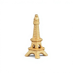 Eiffel Tower Sculpture Gold Plated Metal Figure Modern Handmade Tabletop <b>Decoration</b> for Living Room or Office Desk - Product Image 1