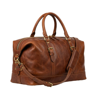 Sac de week-end en cuir véritable, léger, grande capacité, sac de voyage pour homme, durable, portable, pour une nuit - Product Image 1