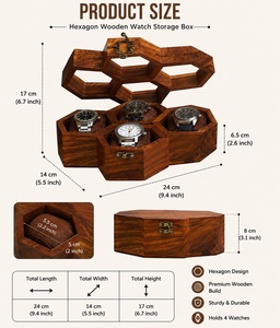 Premium 4-Slot Wooden Watch <b>Display</b> <b>Case</b> – Handcrafted Men’s Watch Box,Vintage Honeycomb <b>Display</b> <b>Case</b> in Indian Rosewood, Handma - Product Image 6