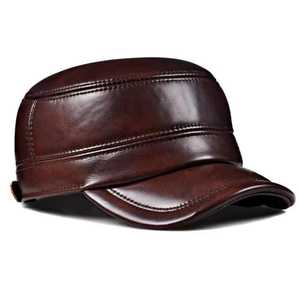 Unisex Brown Cotton Breathable <b>Flat</b> Cap Adjustable Outdoor Casual <b>Hat</b> for Adults Four Seasons Wear - Product Image 3