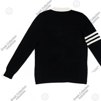 Maßgeschneiderte Sorority DST Damen Schwarze Jacquard-Stickerei Strickjacke Rote Delta Griechische Buchstaben V-Ausschnitt Preppy-Stil Varsity-Trim