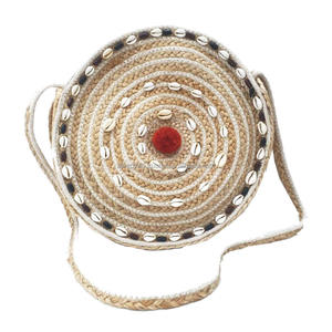 Sac bandoulière tendance en jute pour rangement, écologique, pour bijoux de voyage, avec sangle réglable pour usage quotidien - Product Image 1