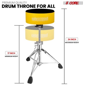 5 Core <b>Drum</b> Throne 5" Padded Guitar Stool Adjustable Heavy Duty Music Chair Seat w Luxury Velvet Top - Product Image 3