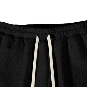 Pantalon de jogging décontracté pour homme, noir, coupe large, taille élastique avec cordon de serrage, mi-lourd, tricoté, teint uni, pour l'automne - Product Image 5