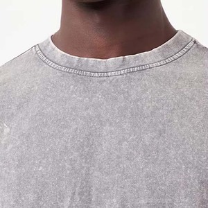 T-shirts en coton vintage délavé pour hommes, col rond, coupe oversize, grande taille, style streetwear, vente en gros OEM à faible MOQ - Product Image 6