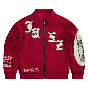 <b>Men's</b> Corduroy Zip Up Varsity <b>Jacket</b> Streetwear Trendy Graphic <b>Long</b> Sleeve Baseball Bomber <b>Jackets</b> Outwear - Product Image 1