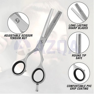 Professional Stainless Steel Hair Cutting and Thinning Scissors <b>Set</b> with <b>Barber</b> Razor and Leather Case - Product Image 3