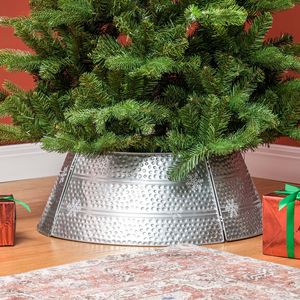 Collare per Albero di Natale Fatto a Mano da 26 Pollici in Argento con Anello in Acciaio e Decorazione a Fiocco di Neve Inciso, Decorazione Natalizia Fai-da-Te da Appendere - Product Image 2