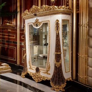 High End European Classic Turkey Royal Style Dining <b>Table</b> Set Solid Mahogany Luxury Golden Hand-Carved <b>Buffet</b> and Cabinet - Product Image 4