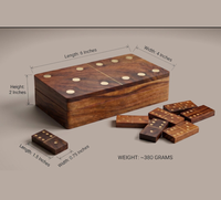 Jeu de société d'intérieur artisanal en résine et bois, écologique, avec dominos en bois de rose indien et jeu de tic-tac-toe, idéal pour Diwali et Pâques