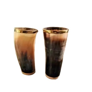 ถ้วยเบียร์เขาควายขัดเงาเป็นมิตรกับสิ่งแวดล้อมอุปกรณ์ดื่มแบบดั้งเดิมงานแฮนด์เมดสำหรับการตั้งแคมป์และงานปาร์ตี้กลางแจ้ง - Product Image 1