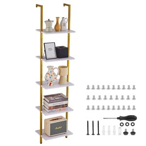 Scaffale a 5 livelli da parete con struttura in metallo, 15.6x11.8 pollici, per libri e oggetti vari - Product Image 5