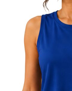 Women Royal Blue Sleeveless Tank Top And Shorts <b>Set</b> Cotton Spandex Casual Summer Lounge Wear Two Piece Outfit Fitness Yoga OEM - Product Image 3