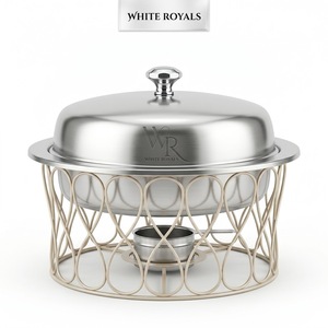 Calentador de Comida Tipo Buffet de Lujo Árabe para Ramadán, de Latón y Acero Inoxidable, Ecológico, Minimalista, con Soporte de Alambre Metálico para Catering - Product Image 1