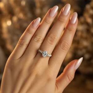 แหวนหมั้นและแต่งงานทรงรีประดับมอสซาไนต์ เงินแท้ 925 ชุบแพลตตินั่มอย่างหรูหรา พร้อมการฝังแบบหนามเตย เหมาะสำหรับวันครบรอบและงานปาร์ตี้ - Product Image 3