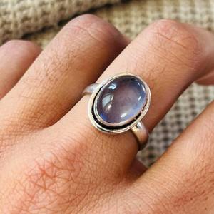 Vintage <b>Silver</b> Plated Grey Moonstone Brass <b>Ring</b> Vintage Tribal <b>Solitaire</b> Wholesale <b>Ring</b> for Women - Product Image 3