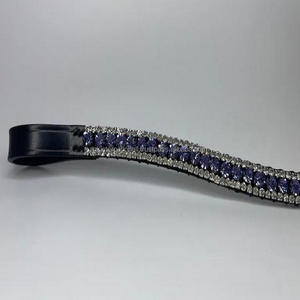 Banda de cuero negro con cristales de diamante púrpura de 3 filas, banda para cejas de caballo acolchada, suministro al por mayor, accesorios de caballo, personalización disponible - Product Image 4