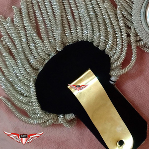Epaulette de hombro ceremonial antiguo bordado a mano con flecos de hilo plateado, personalizado, con diseño de luna, lujoso y ecológico - Product Image 2