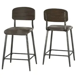 Ensemble de 2 chaises ottomanes en bois avec dossier, couleur marron, pour salon, mariage, utilisation décorative, chaise ottoman - Product Image 1