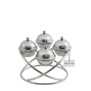 Ensemble de bols de service en acier inoxydable martelé de luxe pour dattes au chocolat avec couvercles et support tressé, décoration de table pour Ramadan et Aïd, cadeau de mariage - Product Image 1