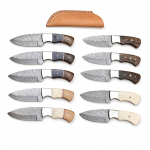 Burraq DIY OEM Custom Handmade Damascus Steel 9-inch <b>Clip</b> Point Skinning Knife with Colorful Wood Handle for Camping Kitchen Use - Product Image 5