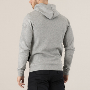 Sweat-shirt à capuche gris pour homme, fermeture éclair, manches longues, poches latérales, coupe classique, style décontracté d'automne, 100% polyester, couleur unie - Product Image 5