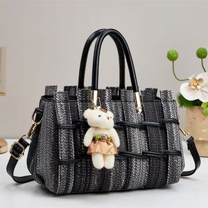 Textured Woven Handbag Large Capacity Tote Bag <b>Shoulder</b> Purse Crossbody Bag for Daily Commuting - Product Image 3