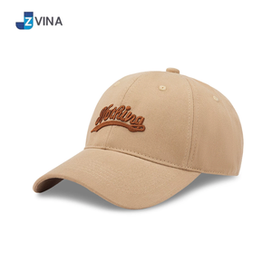 JZVINA Baseball <b>Cap</b> 6-Panel Cotton 3D Embroidery Custom Logo Button Adjustable Unisex Casual <b>Hat</b> Beige Canvas Fabric - Product Image 1