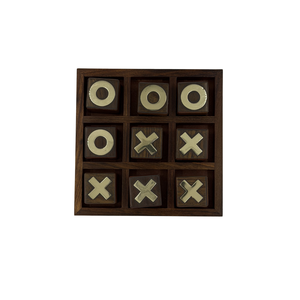 Handmade Wooden Tic Tac Toe Game | Indian Rosewood Noughts Crosses Board Game | Decorative Strategy Game Gift Set - Product Image 1
