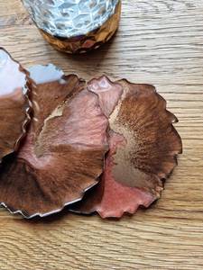 ชุดจานรองแก้วเรซิ่นลายจีโอดสีน้ำตาล ทำด้วยมือ สไตล์อื่นๆ เป็นมิตรกับสิ่งแวดล้อม รูปทรงกลม ของตกแต่งบ้าน ประติมากรรมบนโต๊ะ - Product Image 2