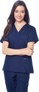 Hauts de blouse bleu marine pour femmes, manches courtes, col en V, ensemble uniforme d'hôpital pour les professionnels de la santé - Product Image 4